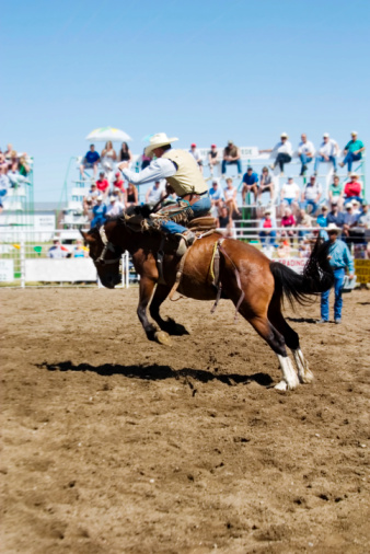 Saddle Bronc riding at a small town rodeo