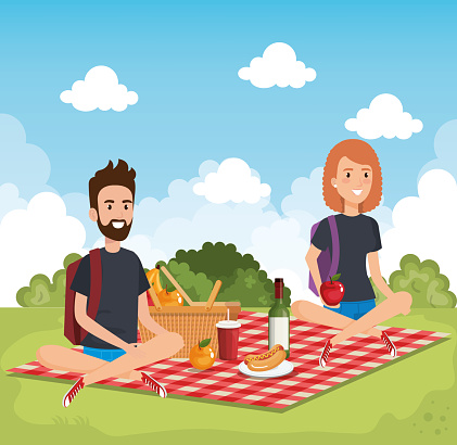 Young People In Picnic Day Scene Stock Illustration - Download Image Now -  Adult, Adults Only, Camping - iStock