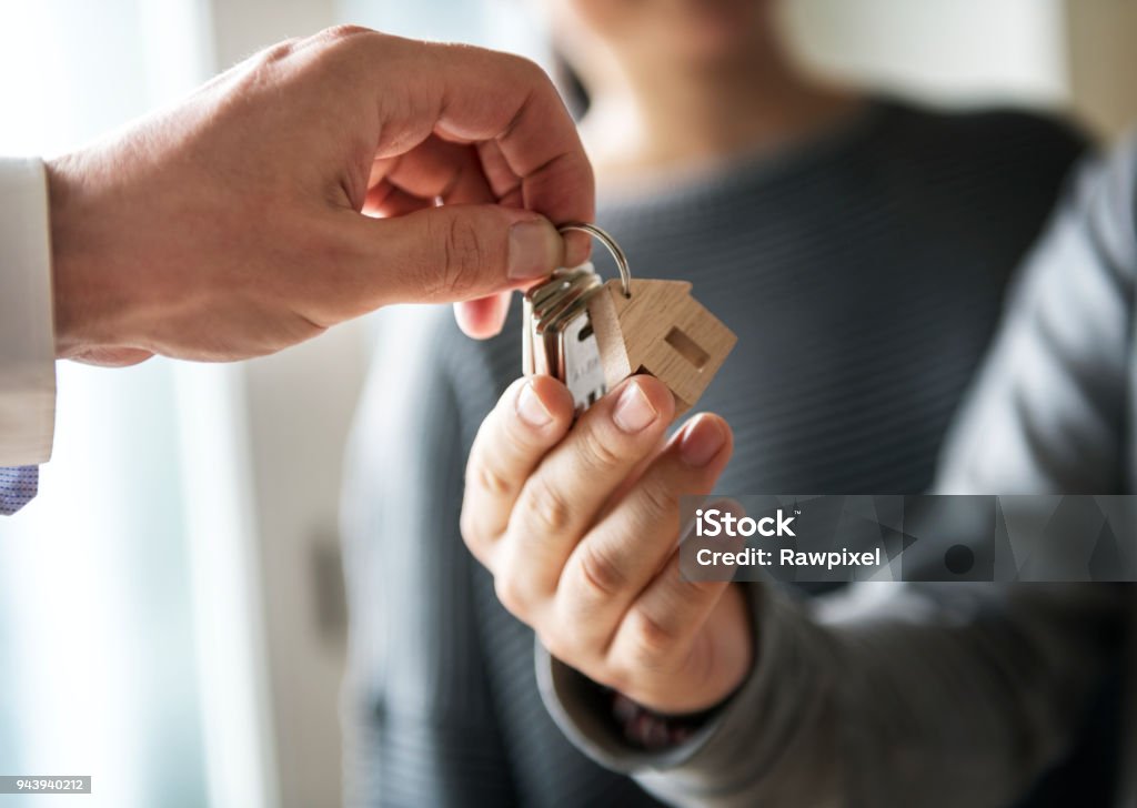 Asian family buy new house House Stock Photo
