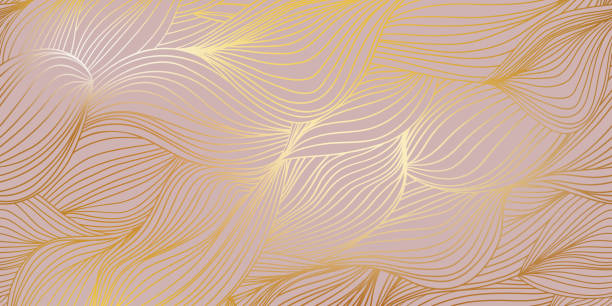 ゴールドの波背景 - glowing curve shiny backgrounds点のイラスト素材／クリップアート素材／マンガ素材／アイコン素材