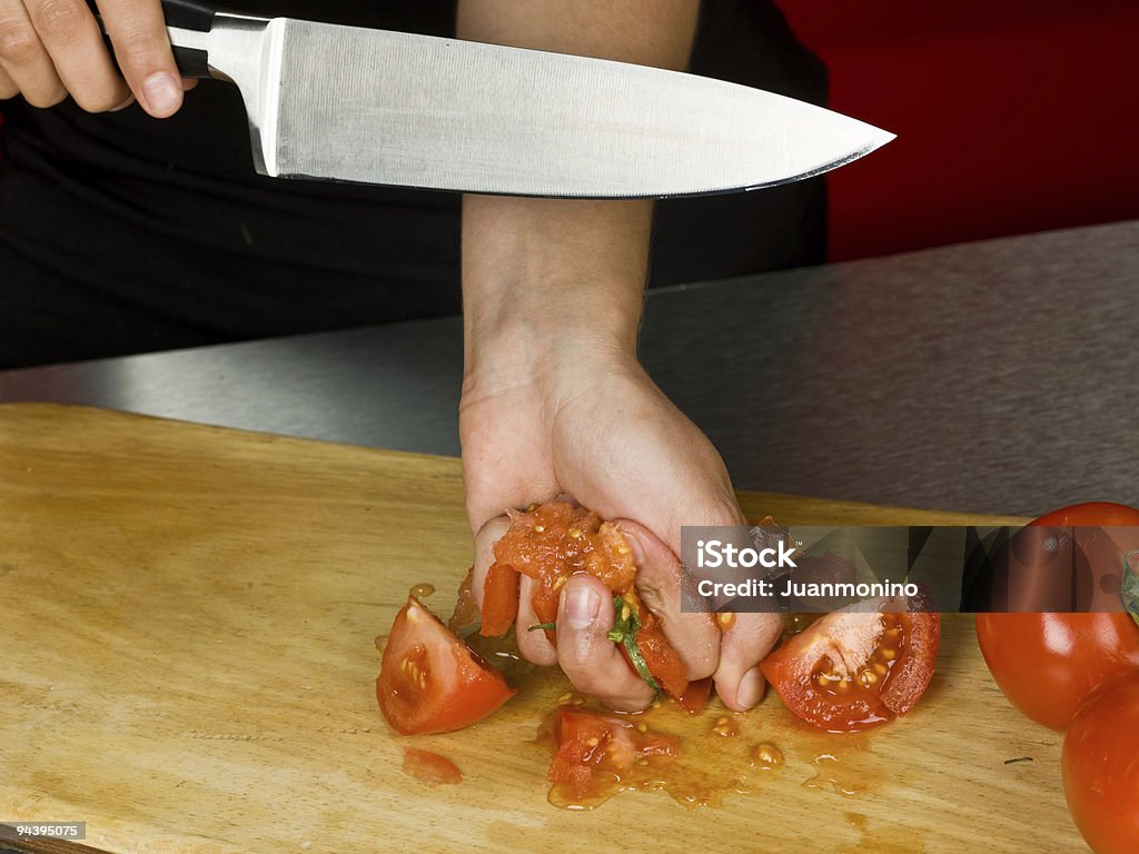 Stauchung der Tomaten - Lizenzfrei Eine Frau allein Stock-Foto