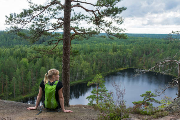 istock Woman hiking and looking at view 943955774