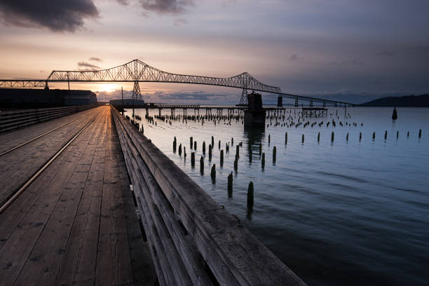 Sunset in Astoria, Oregon.