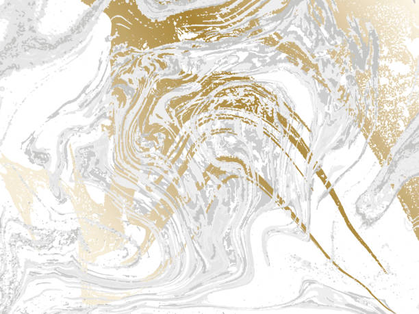 istock Gold and gray marbled texture. Watercolor hand drawn marbling illustration. Abstract vector background. Natural marble pattern. 943963828