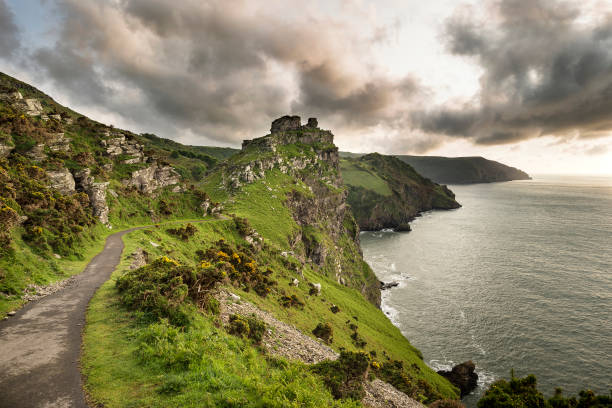Beautiful Valley Of The Rocks landscape in Devon during Summer sunset