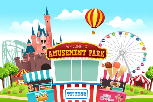 Vector illustration of Amusement Park Illustration