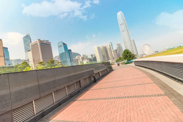 istock Hongkong Mid Ring skyline and no man's pavement 943968410