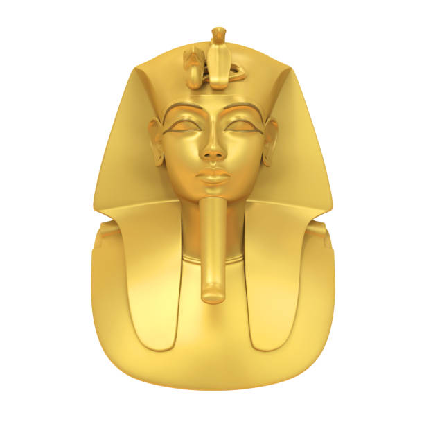 máscara del faraón egipcio aislado - death mask of tutankhamun fotografías e imágenes de stock