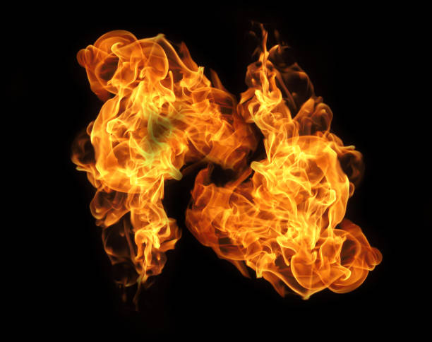 istock Fire flames collection isolated on black background 943978284