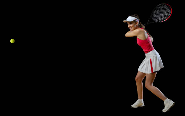 istock Woman tennis player isolated (ver with ball) 943978888