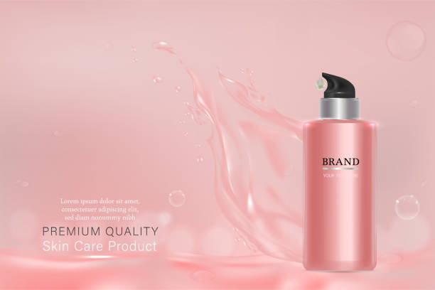 istock Cosmetic container with advertising background ready to use, liquid splash skin care ad 943989866