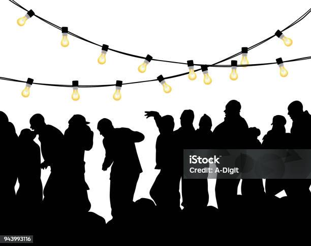 Country Barn Party Stock Illustration - Download Image Now - Lighting Equipment, Outdoors, Crowd of People