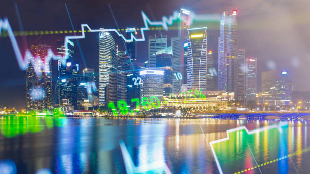 istock Panoramic view urban cityscape singapore with investment theme background 943996748