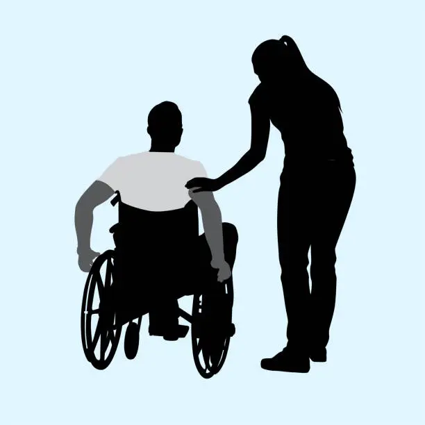 Vector illustration of Disabled Husband