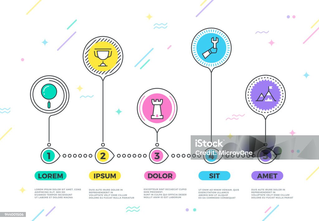 Process vector business infographic with strategy steps for company planner Process vector business infographic with strategy steps for company planner. Step layout timeline, progress graph and strategy presentation illustration Banner - Sign stock vector