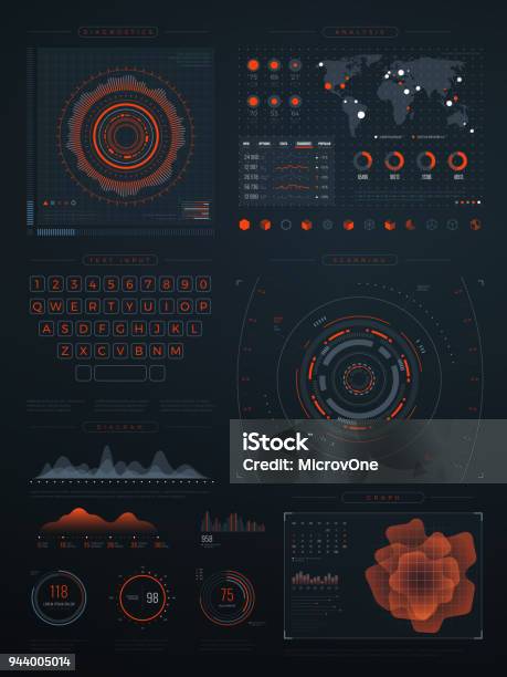 Interface Virtuelle De La Hud Futuriste Numérique Écran De Technologie Vecteur Avec Des Graphiques De Données Vecteurs libres de droits et plus d'images vectorielles de Temps qu'il fait