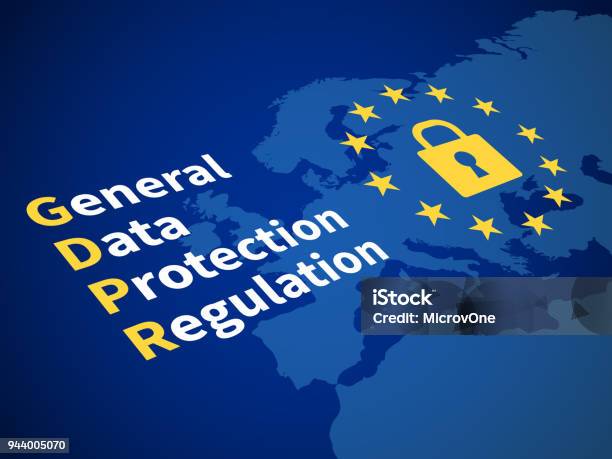 Gdpr General Data Protection Regulation Eu Computer Safeguard Regulations And Data Encryption Vector Concept Stock Illustration - Download Image Now
