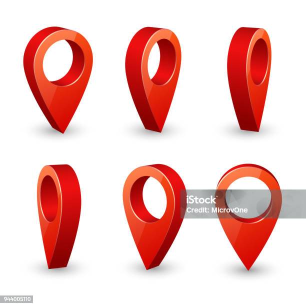 Map Pointer 3d Pin Location Symbols Vector Set Isolated On White Background Stock Illustration - Download Image Now