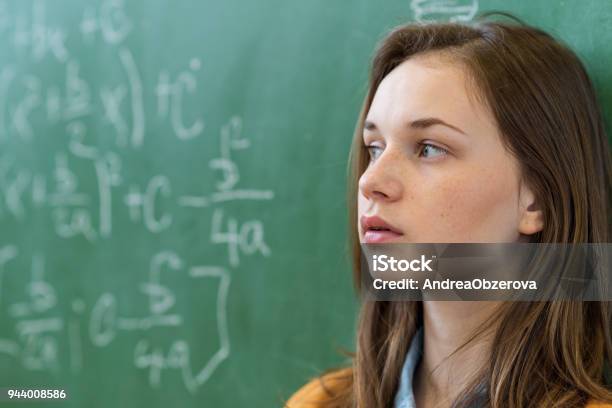 Teenager Girl In Math Class Overwhelmed By The Math Formula Pressure Education Success Concept Stock Photo - Download Image Now