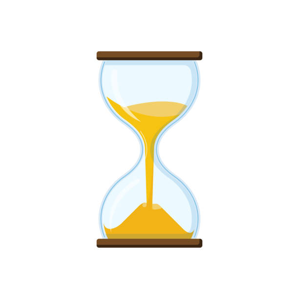 ilustrações de stock, clip art, desenhos animados e ícones de hourglass with transparent glass - hourglass