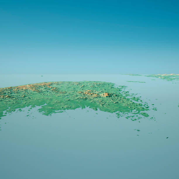 istock South Korea 3D Render Topographic Landscape View From West 944015642