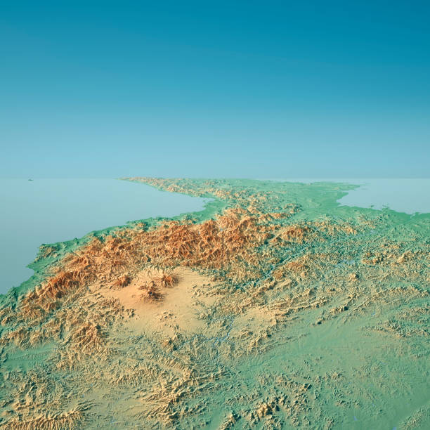 istock North Korea 3D Render Topographic Landscape View From North 944015886