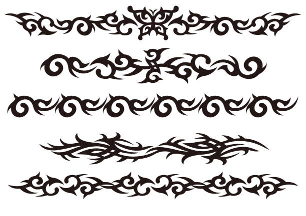 illustrations, cliparts, dessins animés et icônes de tatouage tribal vecteur design art ensemble. - tribal tattoo