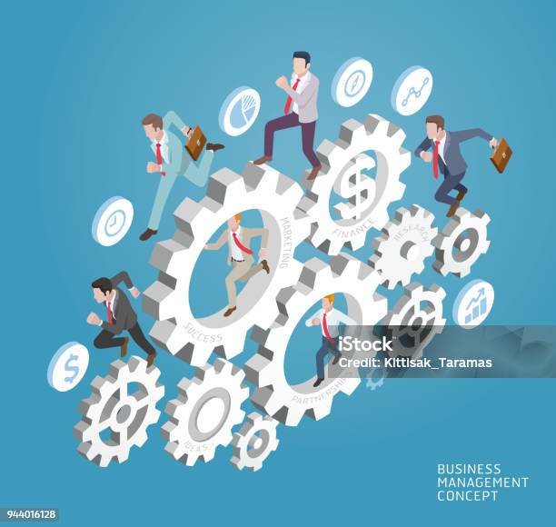 Ilustración de Conceptual De La Gestión De Negocios Empresarios Se Ejecutan En El Engranaje Ilustraciones De Vectores y más Vectores Libres de Derechos de Adulto