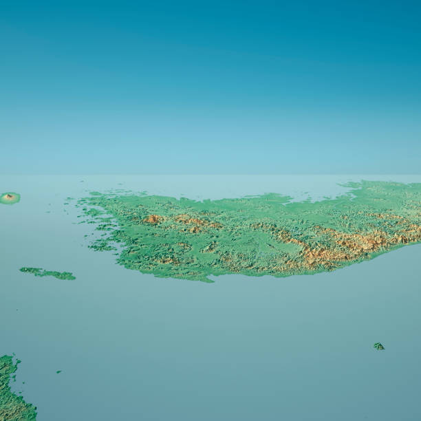 istock South Korea 3D Render Topographic Landscape View From East 944018308