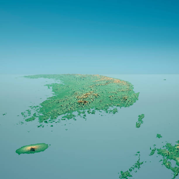 istock South Korea 3D Render Topographic Landscape View From South 944018466