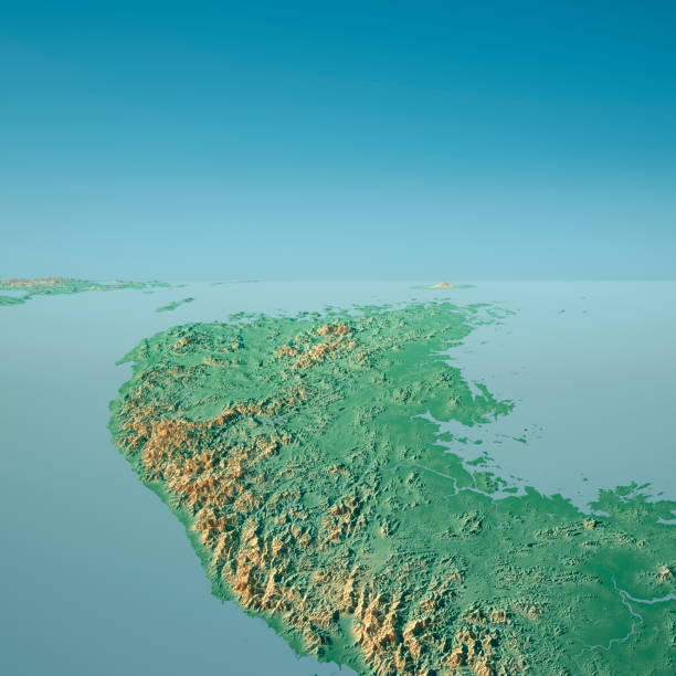 istock South Korea 3D Render Topographic Landscape View From North 944018856