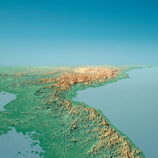 istock North Korea 3D Render Topographic Landscape View From South 944019164