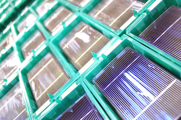 high Tech Industrie - Production of solar cells - finished wafer modules in quality control