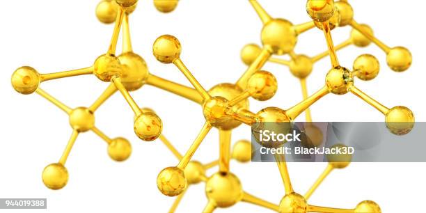 Struttura Molecolare - Fotografie stock e altre immagini di Molecola - Molecola, Dorato - Colore descrittivo, Oro - Metallo