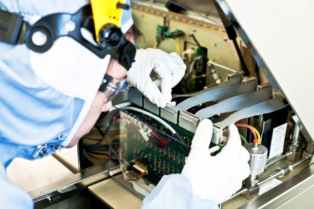 istock Female Electrical Electronic Engineer / Technician Performing Routine Inspection In A Factory 944019816