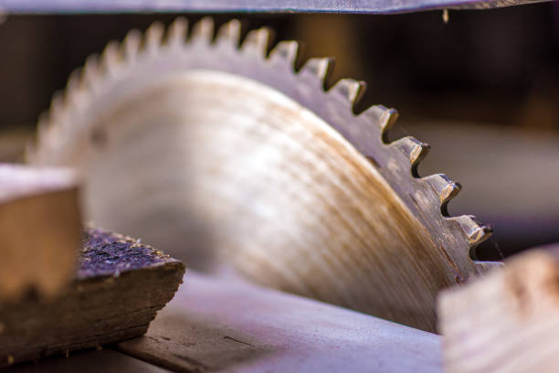 istock Saw blade of a circular saw in a workshop 944022468