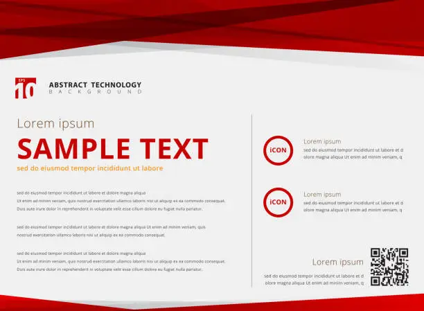 Vector illustration of Template layout abstract technology triangles red color overlay header and footer on white background