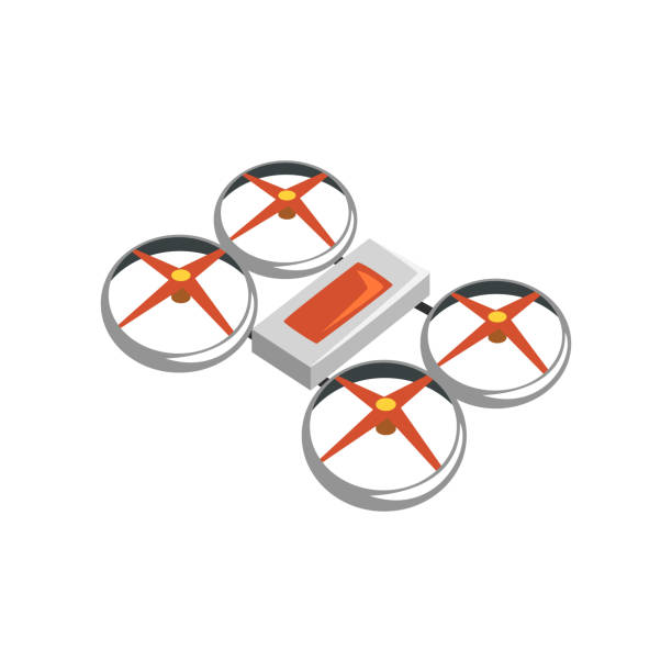 istock Colorful icon of flying quadrocopter. Unmanned aerial vehicle. Modern technology. Flat vector design for electronics store or repair service 944025950