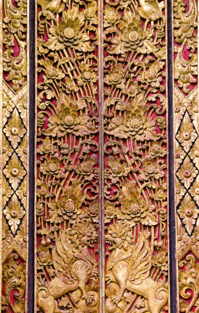 istock Red and Gold decorated Door at a Temple 944026782