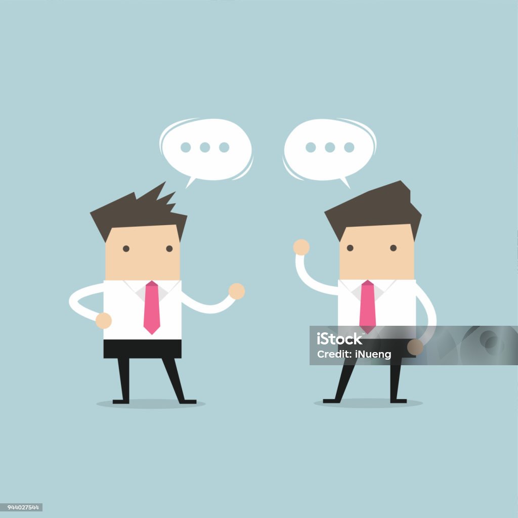 Two Businessmen Talking And Discussing About Business Strategy Stock  Illustration - Download Image Now - iStock