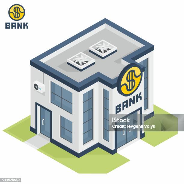 Bank Building Vecteurs libres de droits et plus d'images vectorielles de Banque - Banque, Perspective isométrique, Activité bancaire