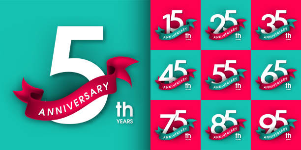Set of Anniversary emblems , anniversary template design for web, game ,Creative poster, booklet, leaflet, flyer, magazine, invitation card Set of Anniversary emblems , anniversary template design for web, game ,Creative poster, booklet, leaflet, flyer, magazine, invitation card circa 15th century stock illustrations
