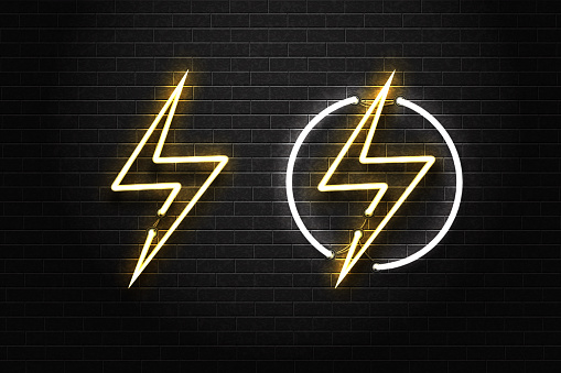 Vector realistic isolated neon sign of energy for decoration and covering on the wall background. Concept of lightning and electricity.