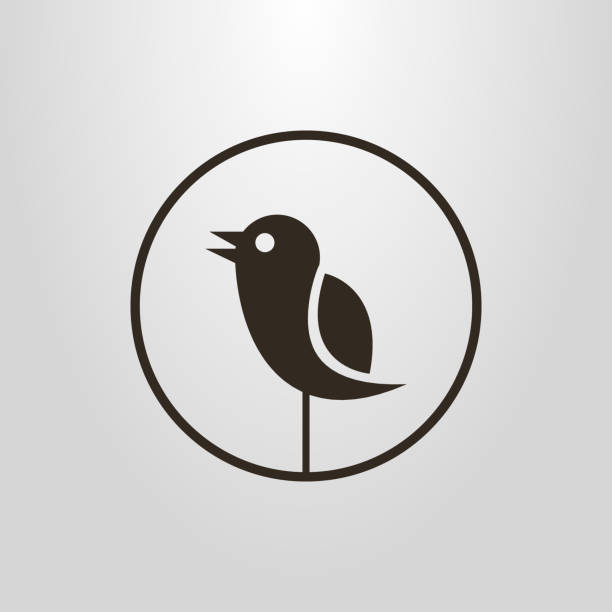 ilustrações, clipart, desenhos animados e ícones de ícone de um pássaro abstrato em uma moldura redonda - observação de pássaros