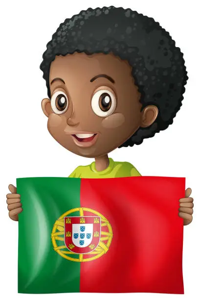 Vector illustration of Happy boy with flag of Mexico