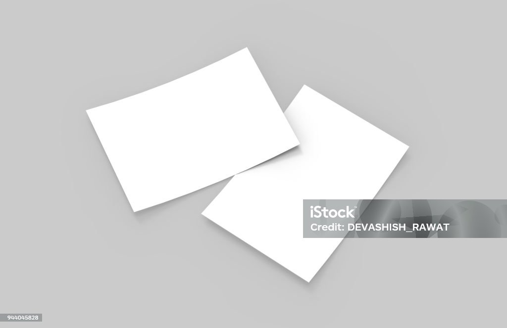 Postkarte / Einladung / A6 Flyer Mock-up-3D Illustration - Lizenzfrei Vorlage Stock-Foto