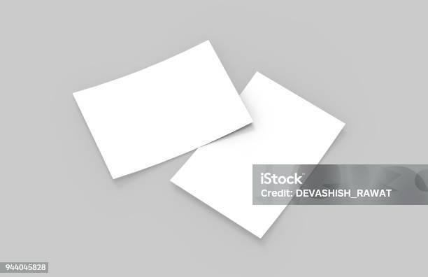 Postcard Invitation A6 Flyer Mockup 3d Illustration Stock Photo - Download Image Now