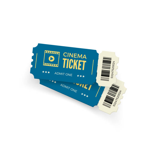 istock Movie ticket. Blue cinema tickets isolated on white background. Realistic cinema ticket template. Vector illustration 944046744