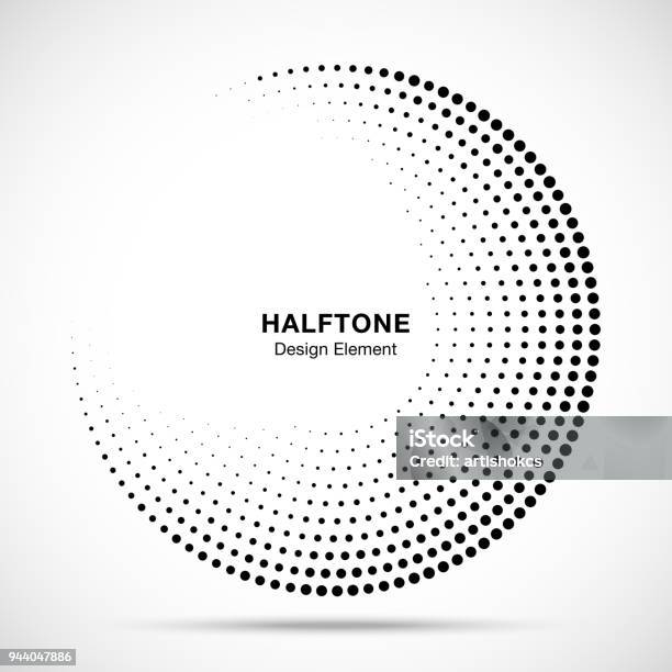 Halftone Circle Frame Abstract Dots Logo Emblem Design Element For Medical Treatment Cosmetic Round Border Icon Using Halftone Circle Dots Raster Texture Vector Illustration Stock Illustration - Download Image Now