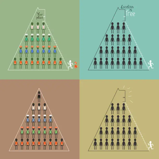 Vector illustration of Career ladder in the pyramid, vector illustration EPS 10